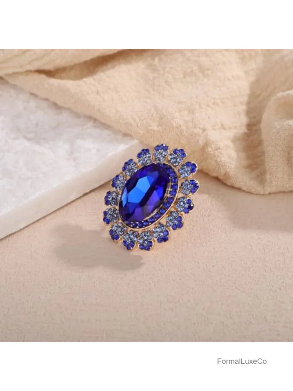 Boho Rhinestone Cocktail Ring Vintage Halo Ring Alloy Adjustable